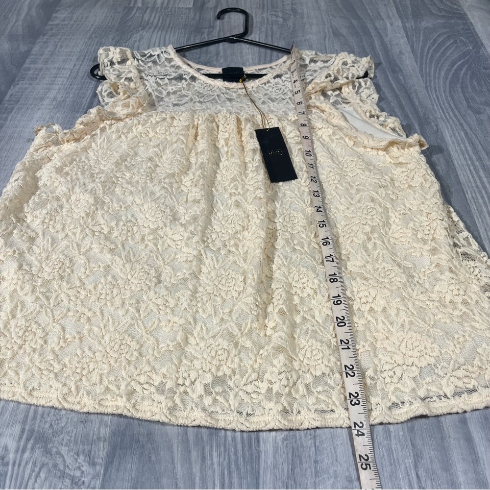 W5 Ivory Cream White Lace Blouse Top; XL; NEW - Picture 5 of 8